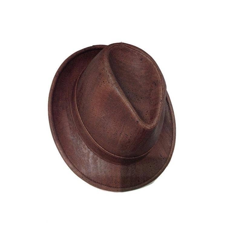 Cork Trilby Hat and Vegan Leather Hat in Brown