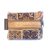 Load image into Gallery viewer, Cork Coin Purse and Vegan Change Pouch in blue, red and orange tapestry pattern