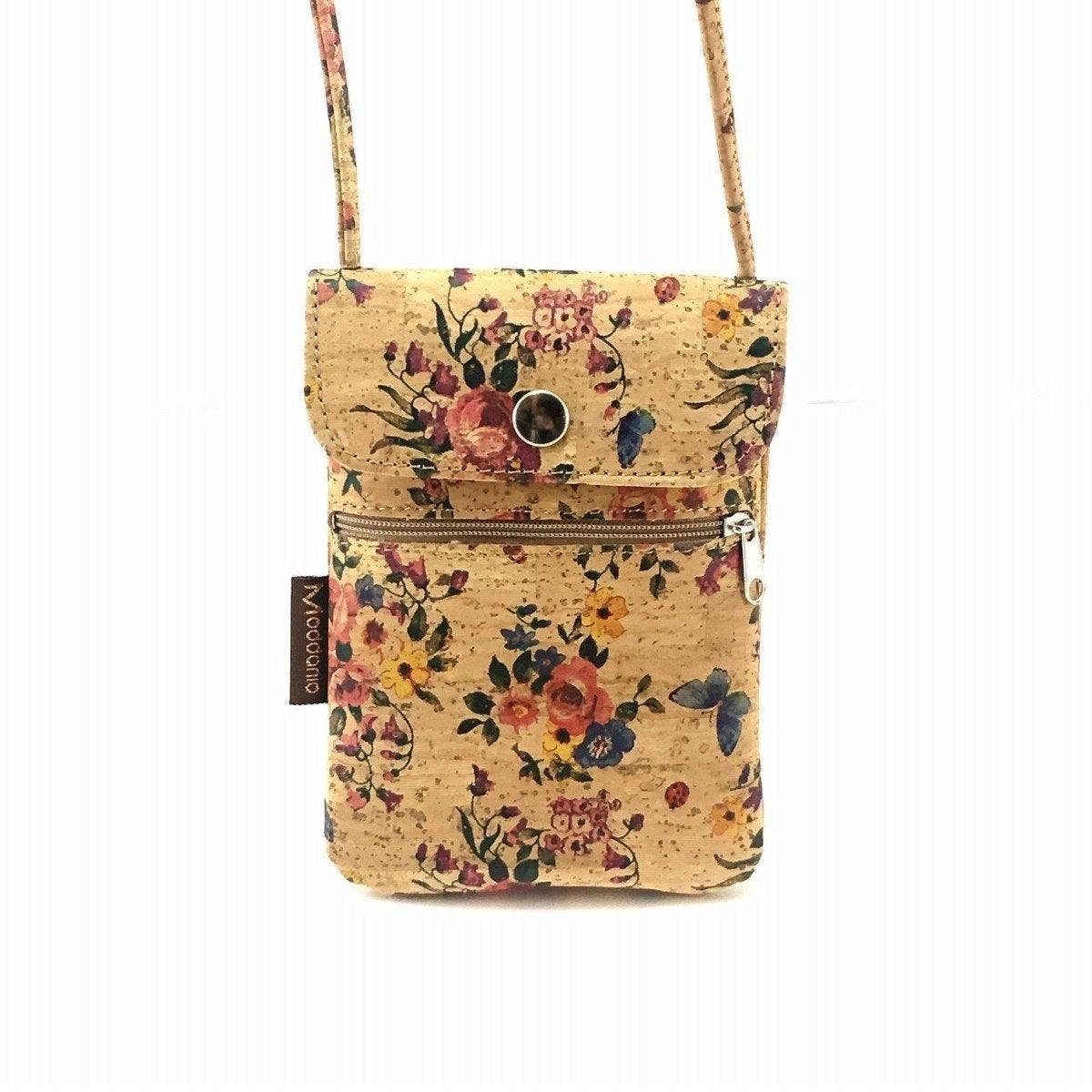 Cork Phone Bag and Phone Pouch in Rose Floral