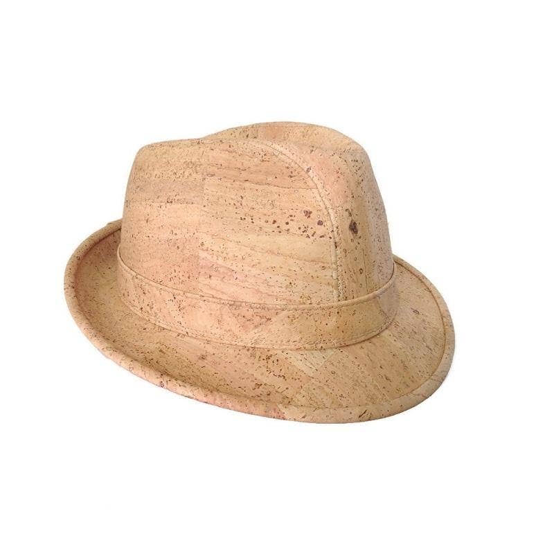 Cork Trilby Hat and Vegan Leather Hat in Natural