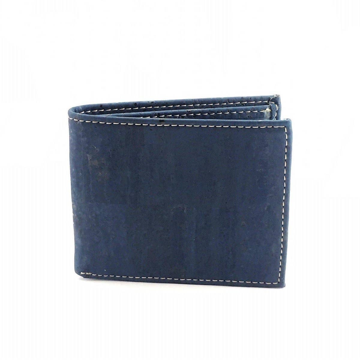 Slim Cork Wallet Minimalist Vegan Wallet for Men in Blue