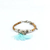Cork Bracelet with Powder Blue Tassels and Little Charms