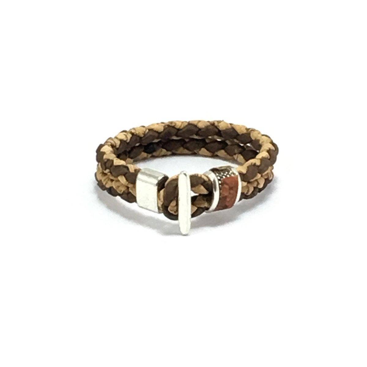 Cork Bracelet for Men Natural and Brown Two Tone Bracelet