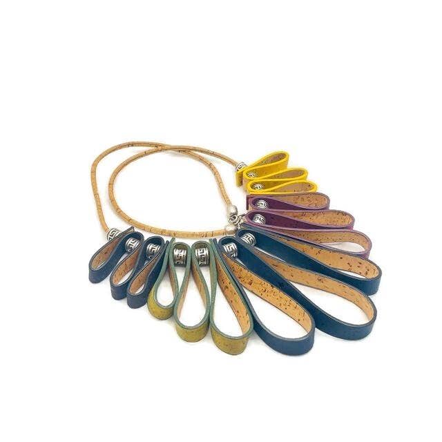 Luxury Cork Necklace in Multicolour Swirl Design