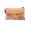 Cork Clutch Purse and Vegan Cosmetic Bag in a Rose Floral Pattern