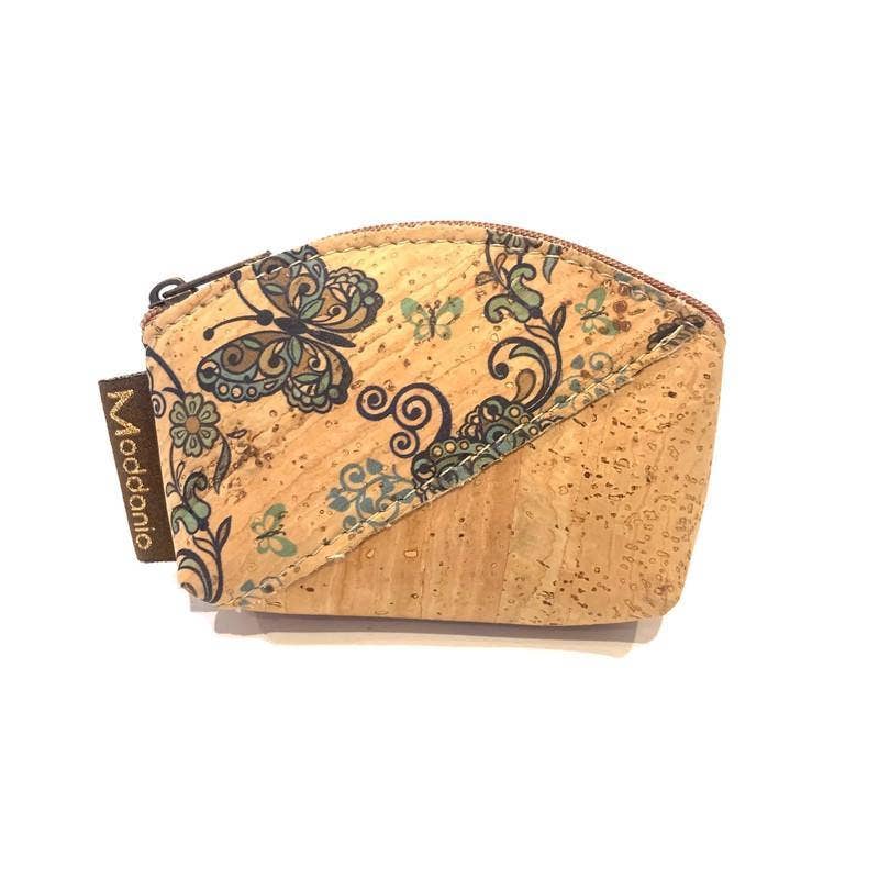 Mini porte-monnaie et petite pochette en liège à motif papillon