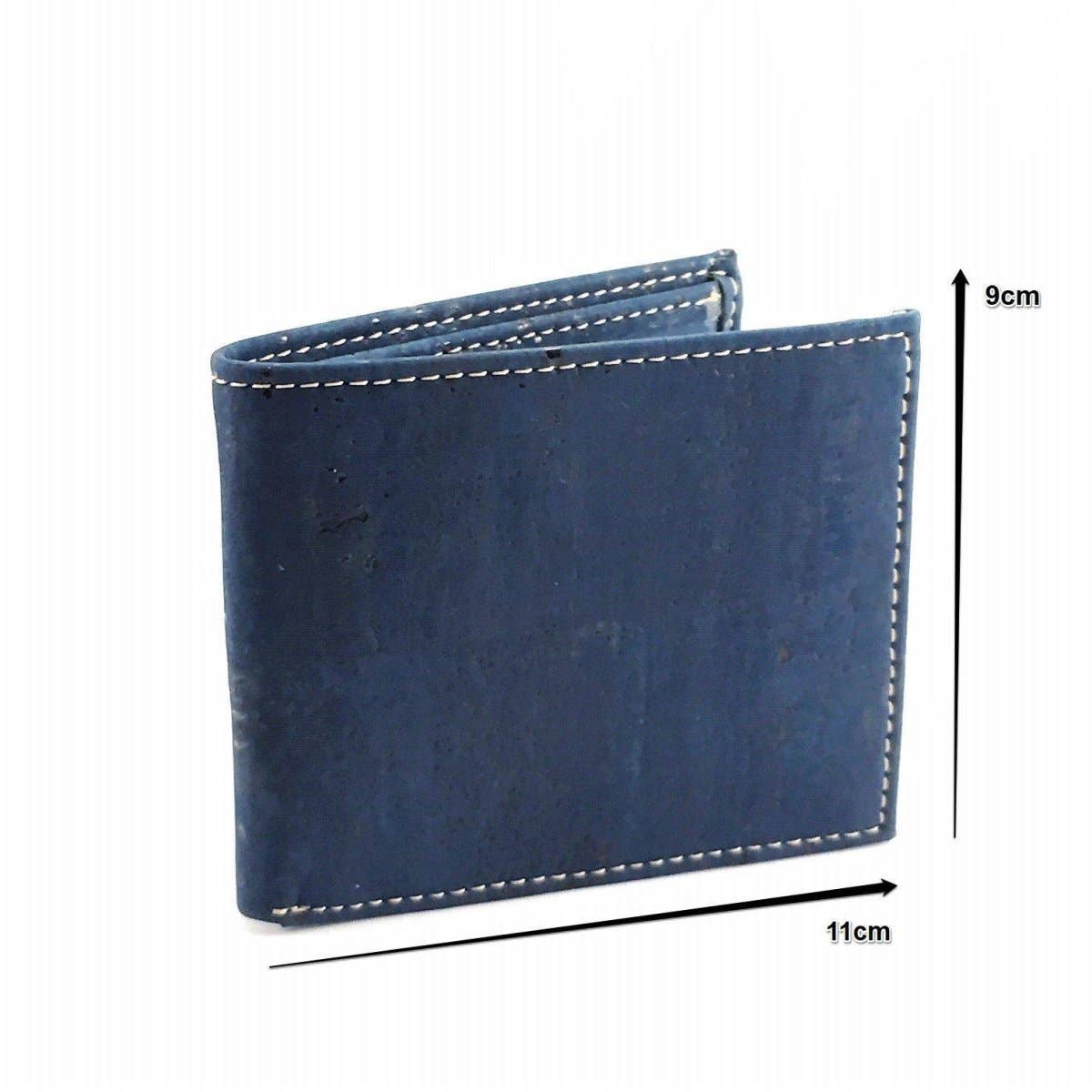 Schlanke Kork-Geldbörse, minimalistische vegane Geldbörse für Herren in Blau