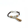 Cork Bracelet in Brown with Beige Tassels and Little Charms