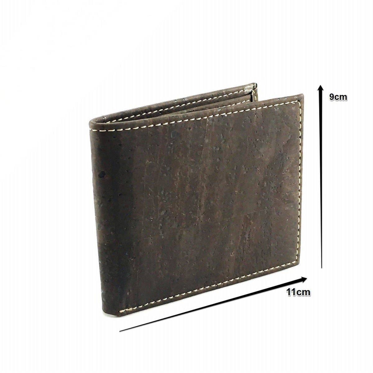 Slim Cork Wallet Minimalist Vegan Wallet with Coin Pocket in Brown