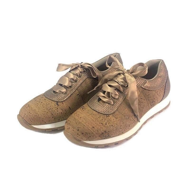 Cork Fashion Sneakers Low Top Vegan Fashion Trainers for Women in Taco