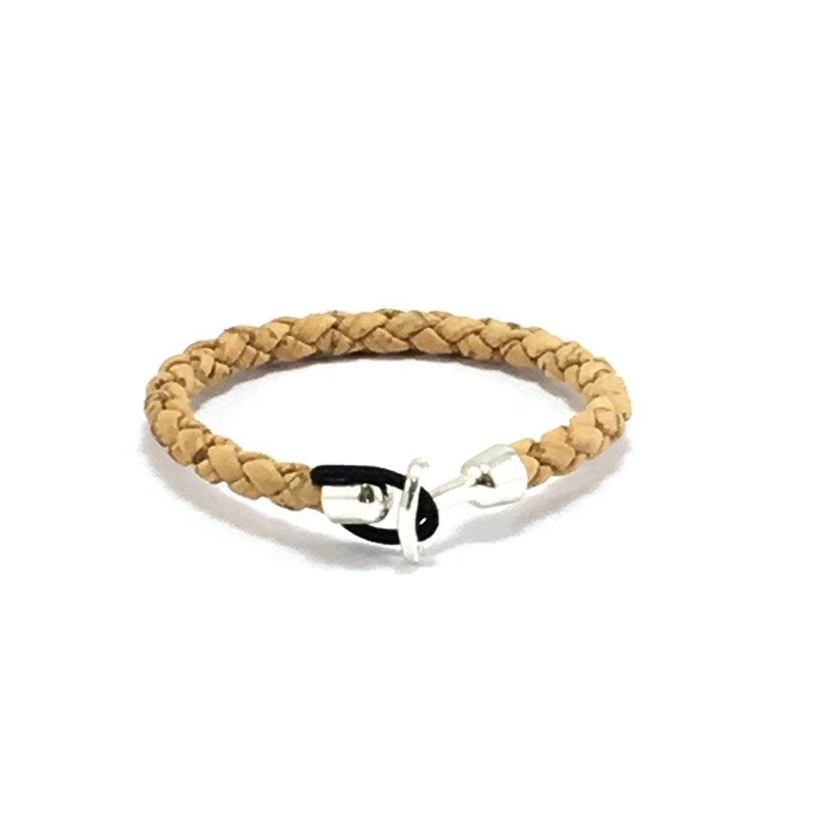Cork Bracelet for Men Woven Bracelet with Anchor Clasp Flexi Elastic