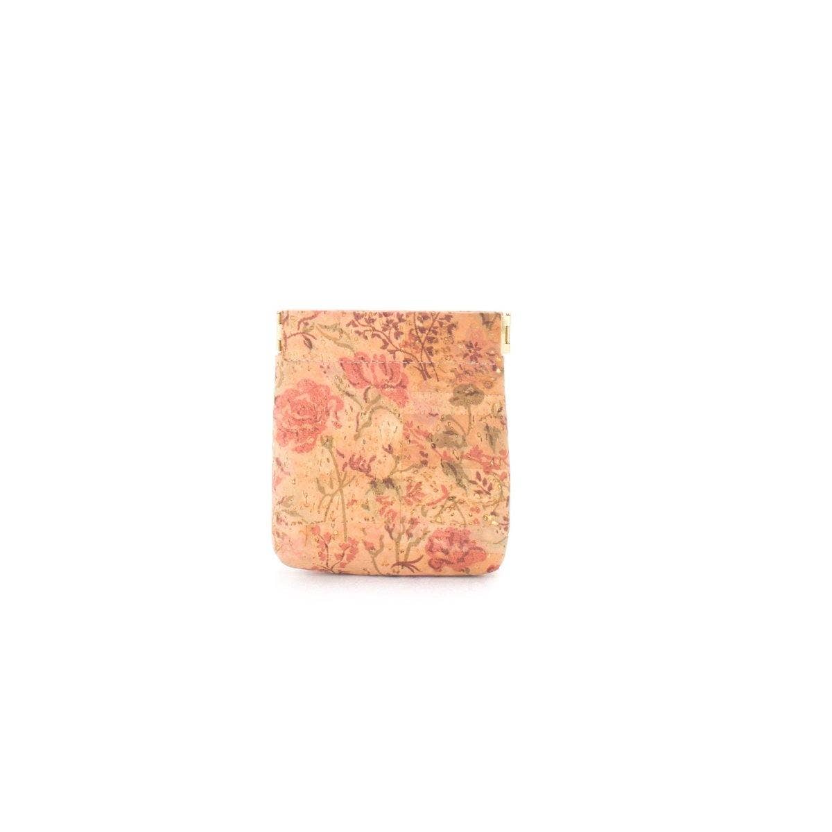 Geldbörse aus veganem Leder und Kleingeldbeutel aus Kork in Floral Rose