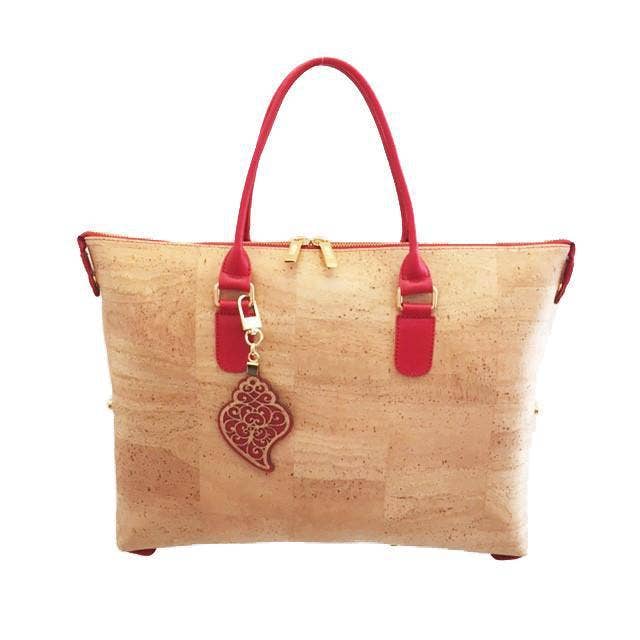 Cork Handbag 3 in 1 Convertible Cross Body Bag - Red Salsa Design