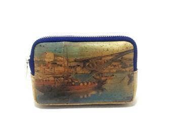 Cork Coin Pouch and Vegan Leather Coin Purse in Blue