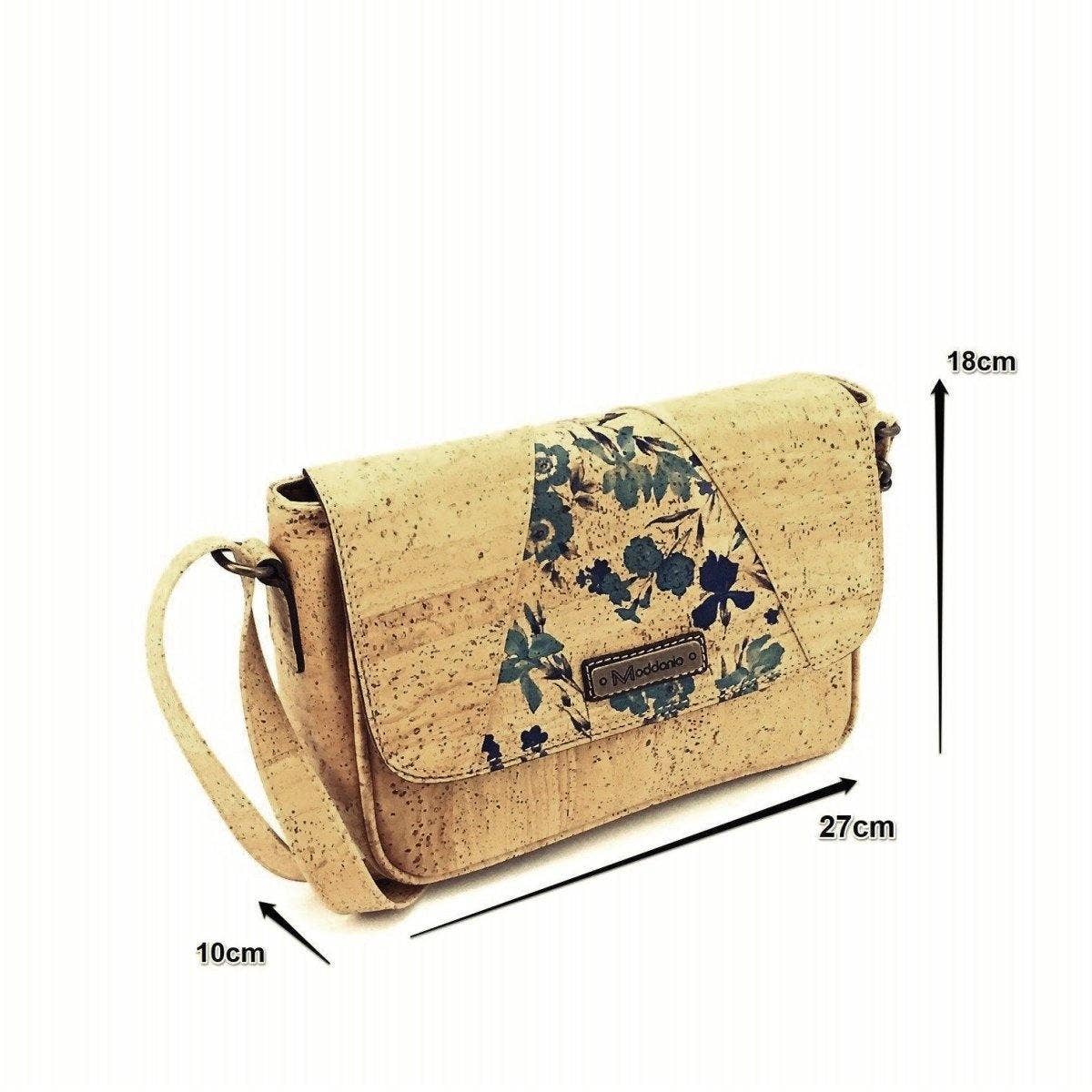 Cork Crossbody Purse for Women and Small Vegan Bag in Blue Floral