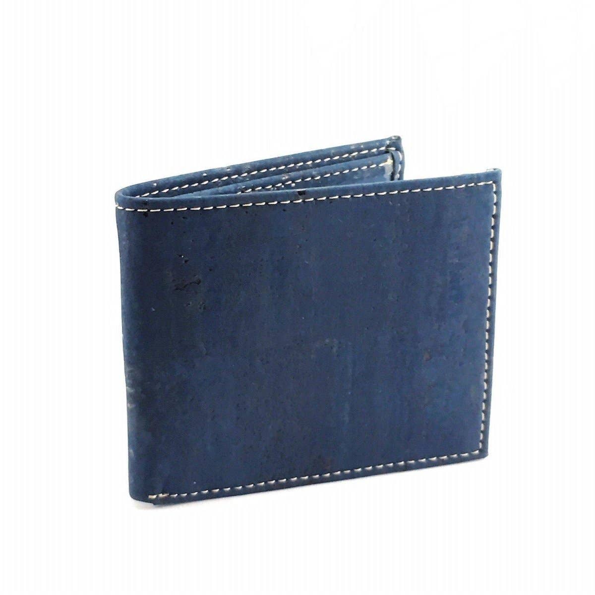 Slim Cork Wallet Minimalist Vegan Wallet for Men in Blue
