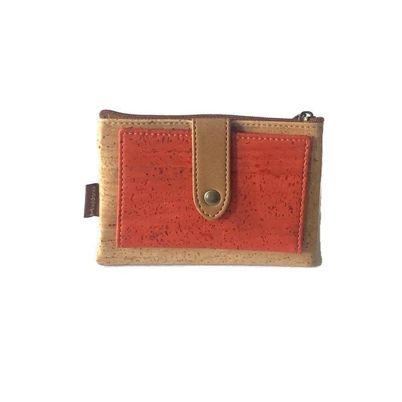 Cork Purse and Card Holder, Cork Wallet and Zip Purse in Red