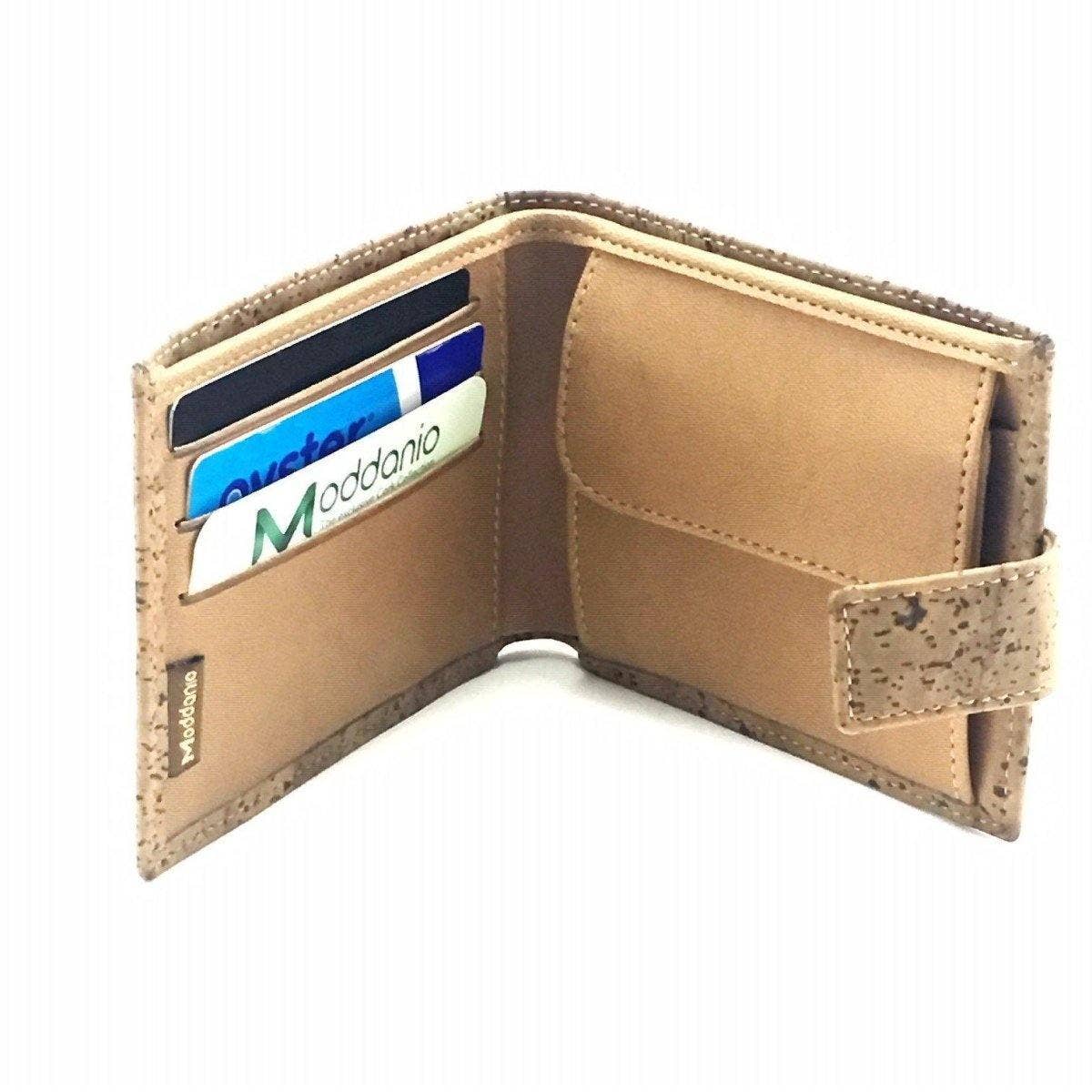 Cork Wallet for Men Vegan Leather Wallet with Clasp for Him in Taco