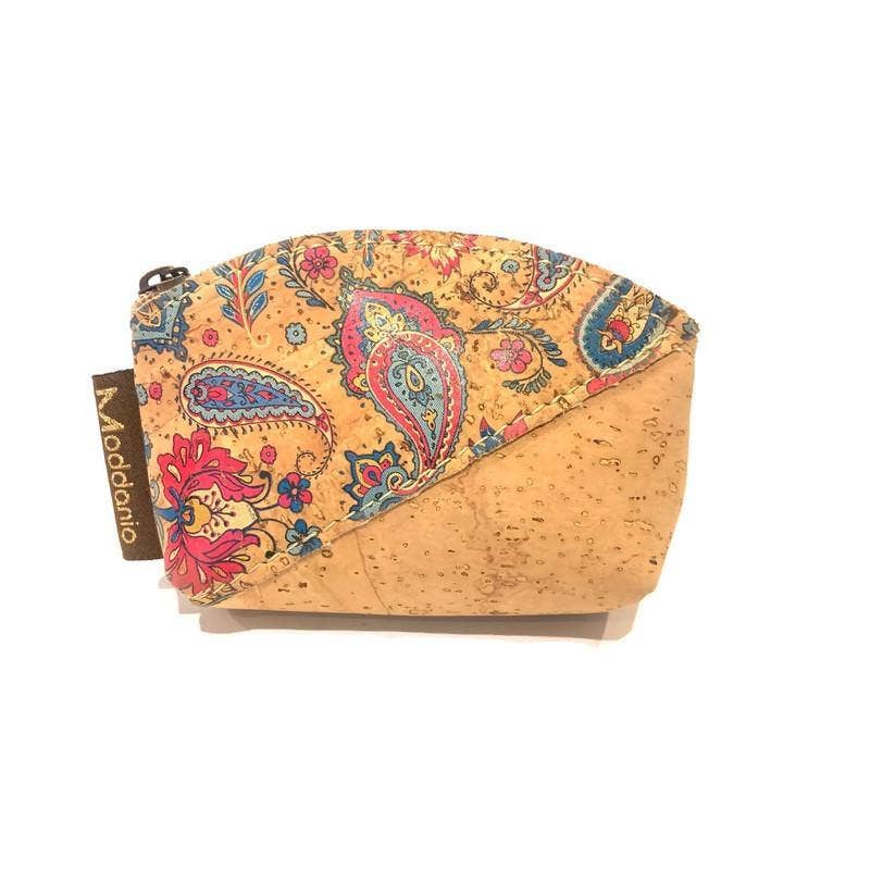 Cork Mini Coin Purse and Small Coin Pouch in a Lumo Paisley