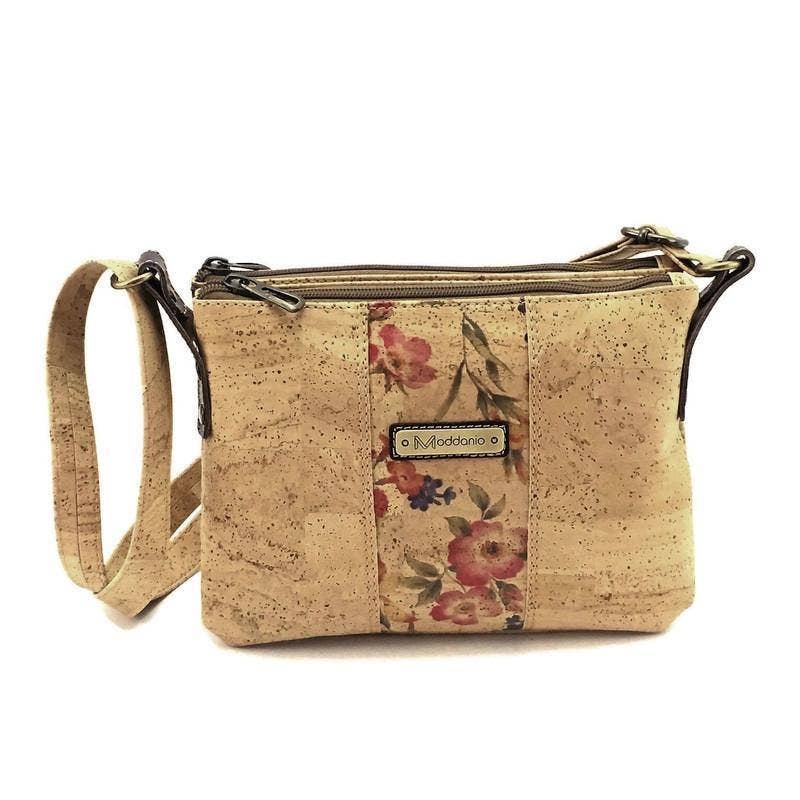 Cork Crossbody and Vegan Purse for Women in Red Floral