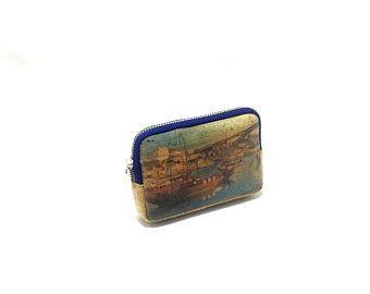 Cork Coin Pouch and Vegan Leather Coin Purse in Blue