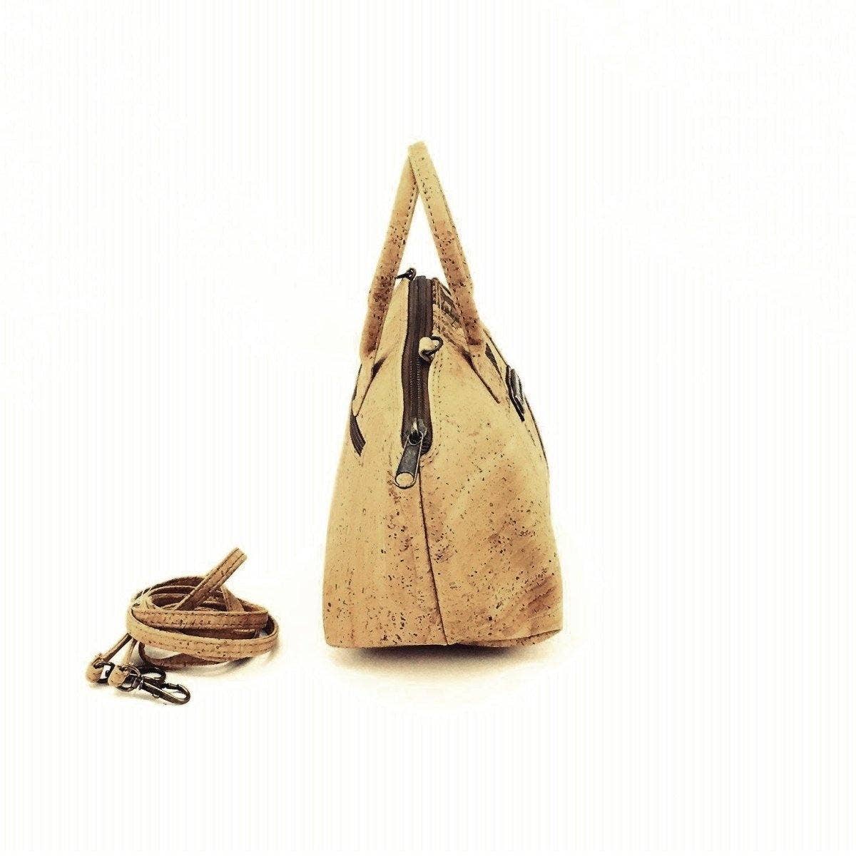 Small Cork Handbag and Cute Vegan Crossbody Purse in a Natural Mix Pattern