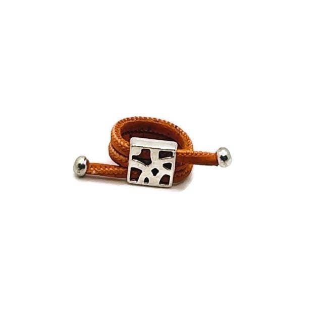 Cork Ring in a Orange Colour with Square Pattern