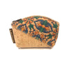 Cork Mini Coin Purse and Small Coin Pouch in a Orange and Green Tapestry