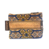 Load image into Gallery viewer, Cork Coin Purse and Vegan Change Pouch in a blue and yellow pattern