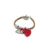 Cork Bracelet with Red Tassels and Little Charms