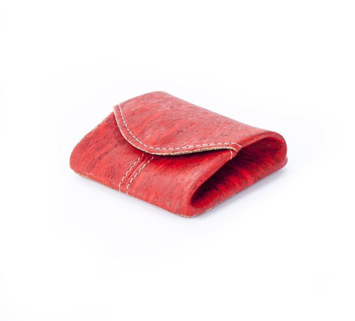 Münzgeldbörse und Beutel aus Kork in Rot