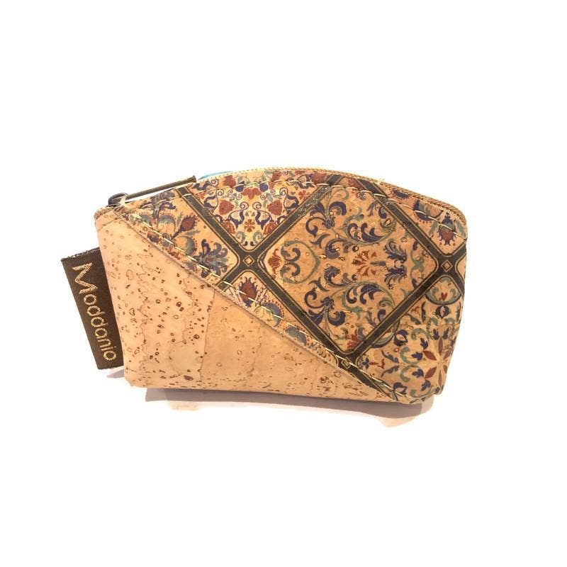 Cork Mini Coin Purse and Small Coin Pouch in a Classic Pattern