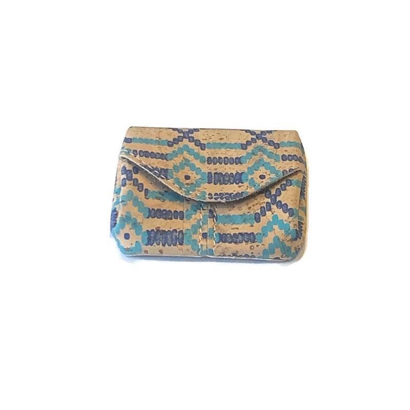 Cork Coin Wallet and Pouch in Turquoise Tribe