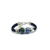 Cork Bracelet in Navy Blue with Marble Blue Stones