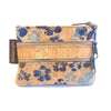 Cork Coin Purse and Vegan Change Pouch in blue floral pattern