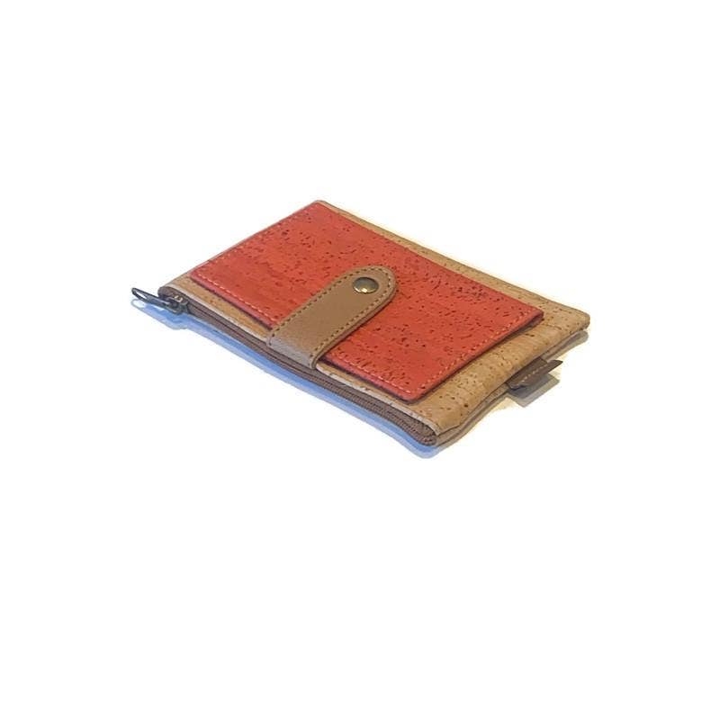 Cork Purse and Card Holder, Cork Wallet and Zip Purse in Red